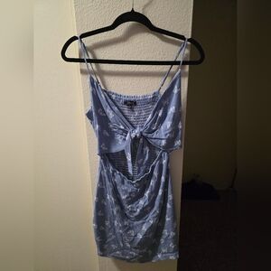 Lovely Day Blue Dress with White Butterfly Print